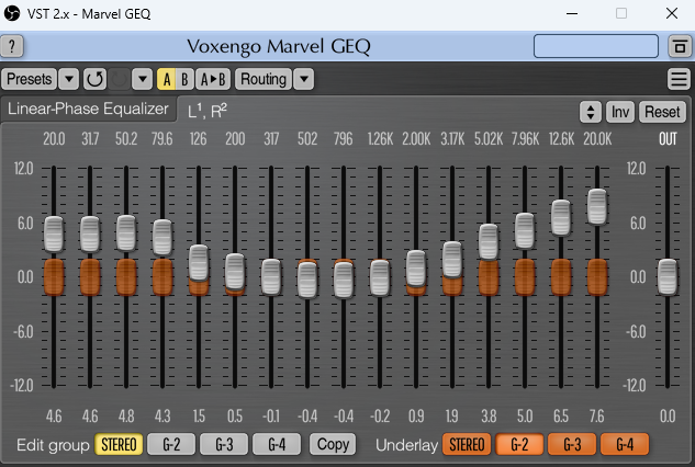 Voxengo Marvel GEQ plugin interface